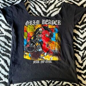 Grim Reaper Band T-shirt. Custom Cut. Size Medium. 80’s Metal. 80’s Rock.